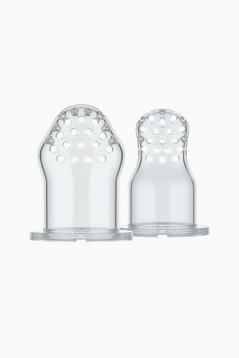 Fruuti baby fruit feeder 2 silicone tip sizes side-by-side front view